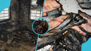 Elderly woman weeps as dumsor allegedly causes fire, burning her savings, meds and other belongings