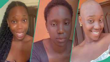 Hair vendor shaves her head as nobody buys from her at trade fair after spending over GH₵2.9K