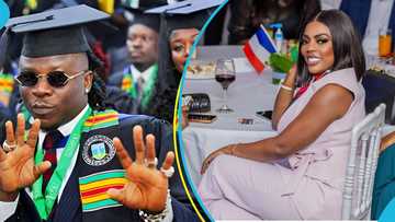 Stonebwoy welcomes Nana Aba Anamoah to graduation party with Many hugs