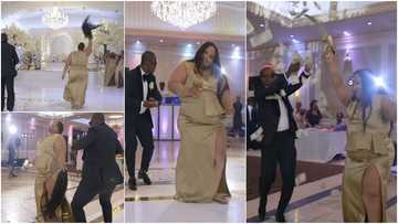 Lady 'scatters' wedding, removes her wig as she dances and shoots dollars in the air; video goes viral