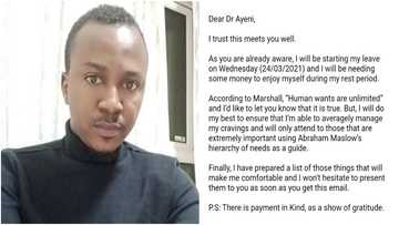 Massive Reactions as Doctor Shares Screenshot of Wife's Request Sent as Formal Letter