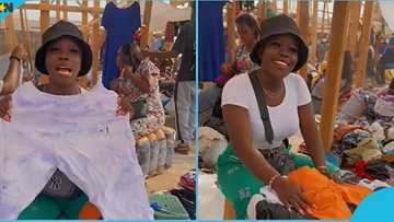 Ghanaian lady delights as she resumes selling at Kantamanto Market, appeals to people to buy from her