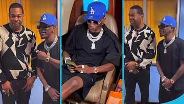 Shatta Wale lands in Jamaica with a private jet, links up with Busta Rhymes before Freedom Street concert