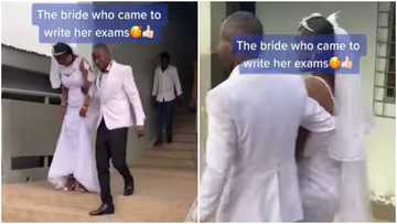 Heartwarming moment as Ghanaian husband sends his fresh bride to write exams in video