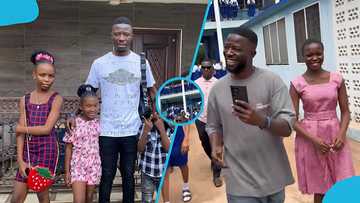 Kwaku Manu draws excited students as he visits daughter Vida at St Monica’s SHS