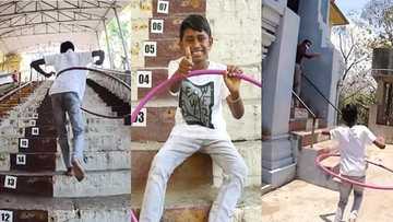 Young boy sets Guinness World Record after climbing 50 stairs while doing hula hooping in 18.28 seconds