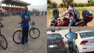 Ghanaian man shows his journey to owning cars beginning with just 1 bicycle; many inspired