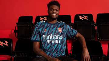 Stunning: Ghana star Thomas Partey glitters as Arsenal unveil third kit