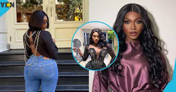 S3fa: Ghanaian Musician Flaunts Cleavage In Black Lace Corseted Dress ...
