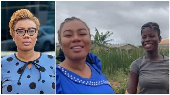 Bridget Otoo visits 21-year-old SHS dropout who saved her from fainting: "Thank you for helping me"