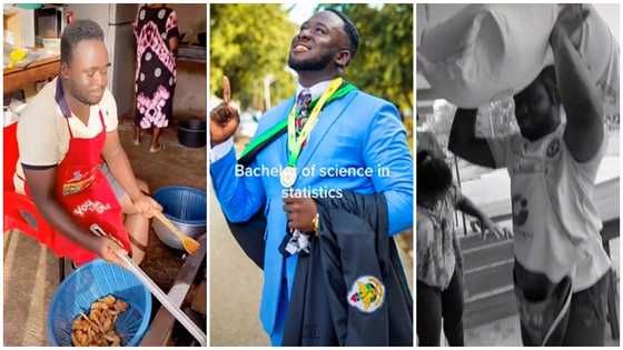 GH young man who now carries load & sells food for a living after graduating from KNUST causes stir online
