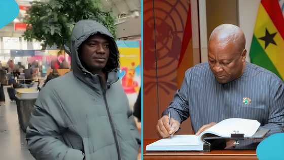 Appiah Stadium vibes with white man in Germany, lies that he is Mahama’s son, video sparks reactions