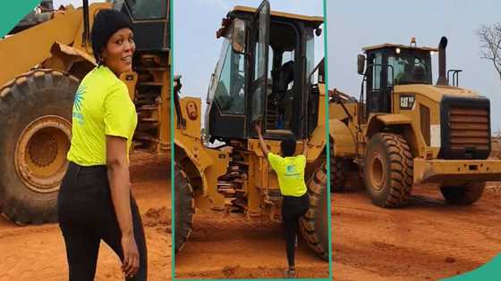 Beautiful lady drives CAT 950 heavy-duty construction vehicle with expertise: "You have courage"