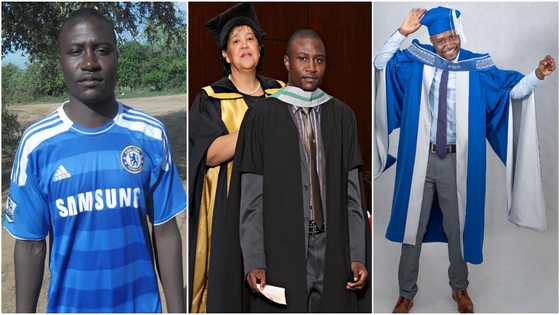 Man shares grass to grace photos after moving from a village boy to a PhD holder in 10 years