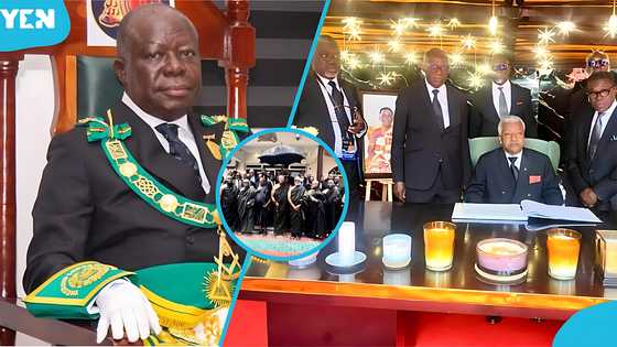 Freemasons mourn with Otumfuo at Asantehemaa's funeral, videos and photos trend online