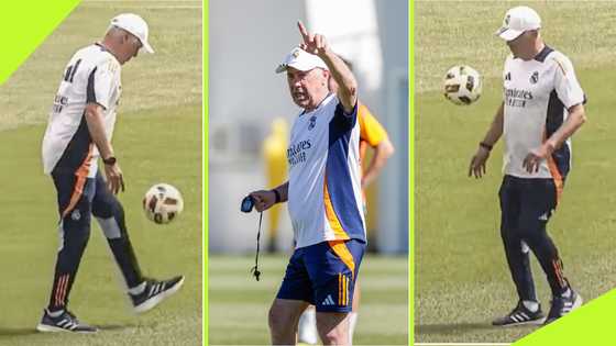 Carlo Ancelotti shows off impressive keepy uppy skills in Real Madrid training