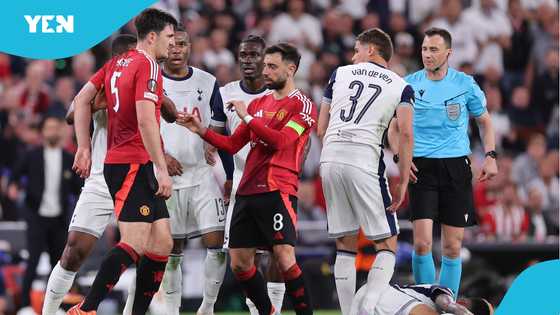 Harry Maguire clashes with Tottenham defender after Europa League final defeat