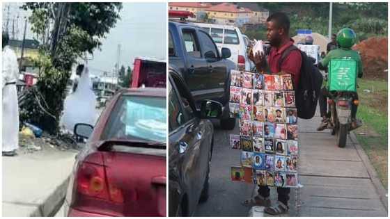Bride leaves car after hours in traffic & hops on okada to get to wedding in video