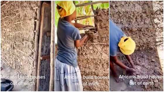 TikToker shares a video showing how Africans built their homes with mud