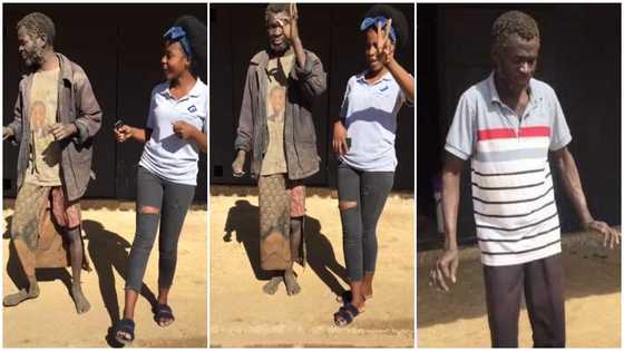 Lady finds mad man on street, dances, plays with him and changes his clothes, videos stir reactions