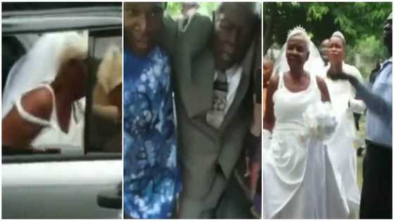 Grandparents get married in heartwarming video; old man assisted to walk into church