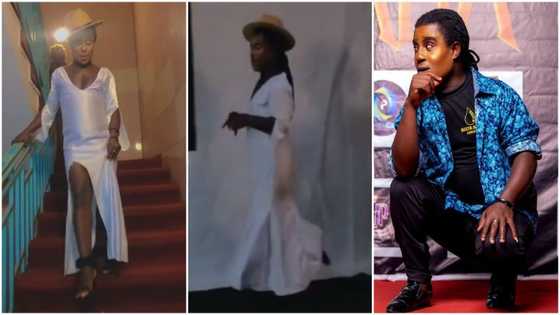 Ghana Bobrisky: Video of GH actor in tight lady's dress with slit, weird makeup, and heels at event causes stir
