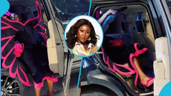 Salma Mumin trends as she struggles to get down from her Range Rover while rocking a butterfly dress