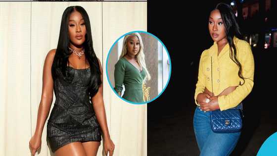 Ghanaian socialite Efia Odo looks exquisite in a green cleavage-baring pleated dress and designer shoes