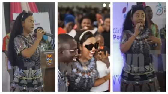 "English is far from me": Nana Ama McBrown makes UCC students laugh in rib-cracking video