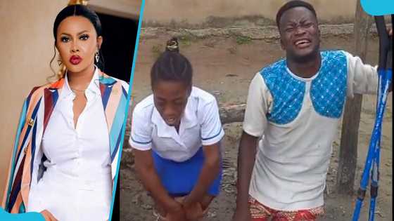Nana Ama Mcbrown: Two physically challenged individuals kneel to beg the actress for her attention, video evokes sadness