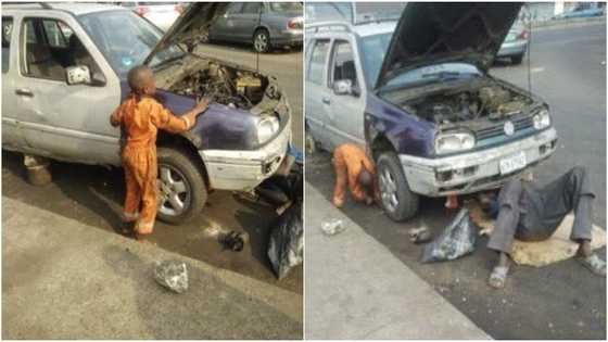 6-year-old mechanic boy causes massive stir online as photos of him working on car go viral; this is where the boy works