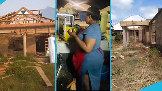 Ghanaian lady sells indomie to build her first house: "Awurade ayɛ bi"