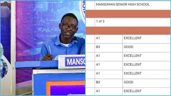 WASSCE 2023: Mansoman SHS celebrates NSMQ star as he gets 5As, posts his result slip