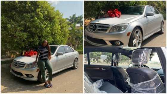 Lady causes massive stir online after showing off the brand new car she bought for herself