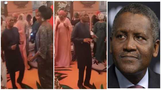 Dangote shows rich man legwork as he dances at event, viral video stirs massive reactions