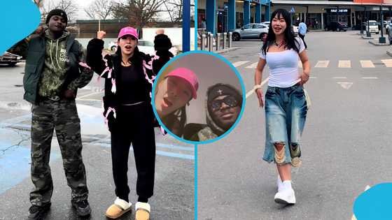 Kuami Eugene meets beautiful Asian fan, The 2 do the viral Belinda dance challenge together