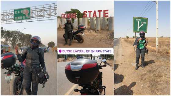Lady rides 'okada' across 22 states in 7 days, shares her photos online, stirs massive reactions