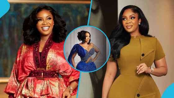 Serwaa Amihere conquers South Africa as she rocks a blue glittering dress with ruffles to host an event
