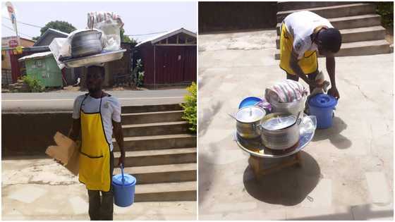 Ghanaian man who hawks fufu and banku for a living wins the hearts of folks with his hardwork