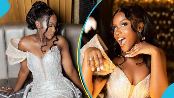 Afronita rocks heavy makeup, flaunts fine legs in thigh-high cut gown in 20th birthday photos