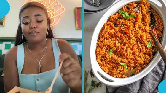 Ghanaian vlogger Ama Burland tries Nigerian jollof, shares honest take