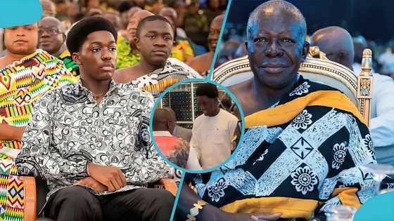 Otumfuo's young son grows taller, shows courtesy by greeting his elders at Despite's automobile museum launch