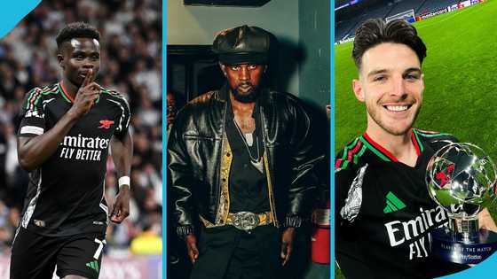 Arsenal stars Saka and Rice celebrate UCL win with Black Sherif’s Where Dem Boyz, peeps react