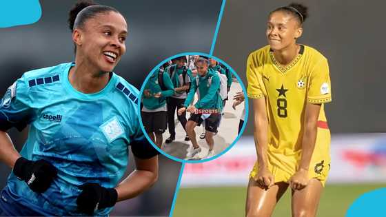 Black Queens star Chantelle Boye-Hlorkah performs Adowa on her first visit to Ghana (Video)
