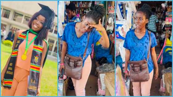 KNUST graduate opens up on realities of life as she turns market trader: "Degree in Linguistics"
