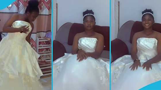 Ghanaian lady whose wedding got cancelled 2 years ago tries on her gown, netizens get emotional