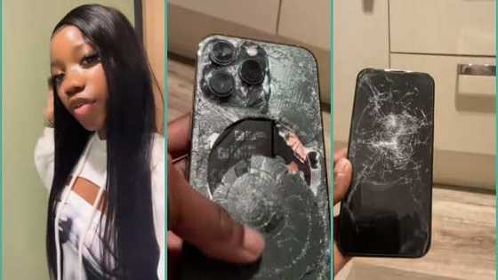 "I left for good": Lady who broke up with boyfriend displays condition of her phone after he smashed it