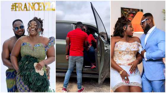 You dey enter my eye: Tracey Boakye and husband share passionate kiss as they arrive at their Thanksgiving lunch