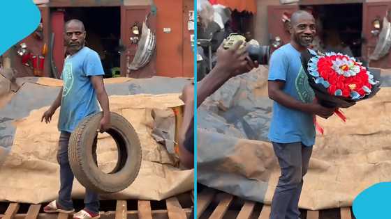 Family surprises Ghanaian spare parts dealer on his birthday at his workplace