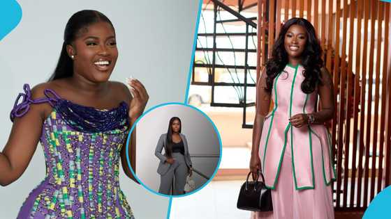 Fella Makafui slays elegantly in a chic pantsuit and flawless makeup